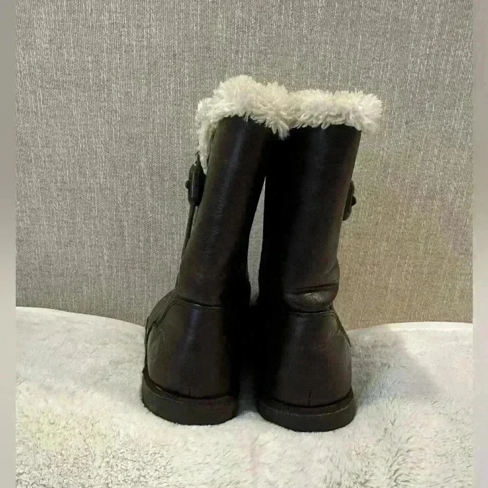 Airwalk Myra brown vegan leather faux fur trim boots size 9.5